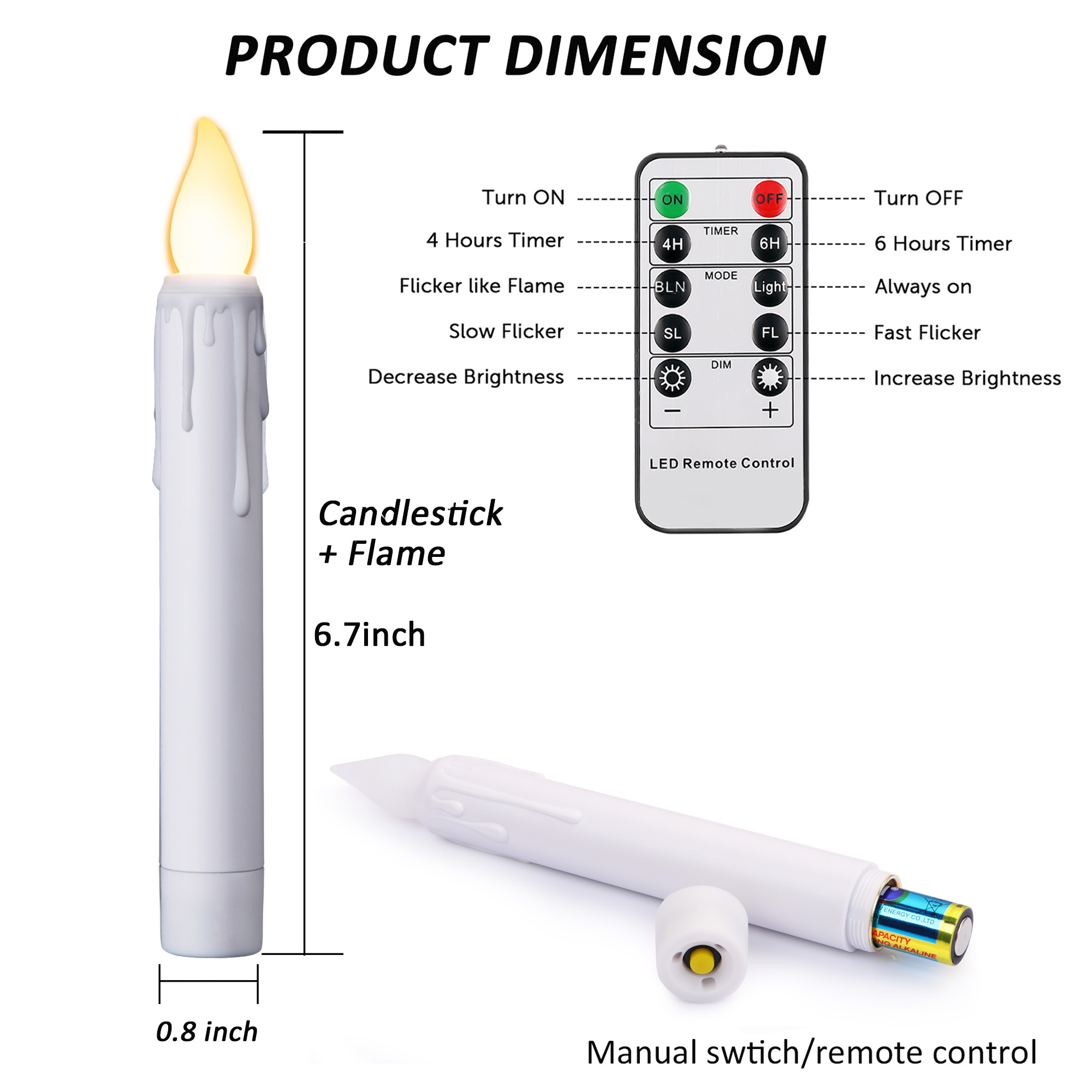 LED Taper Candles 17cm White Flameless Battery Operated with Remote Control Amazon Bestseller for Home Decor