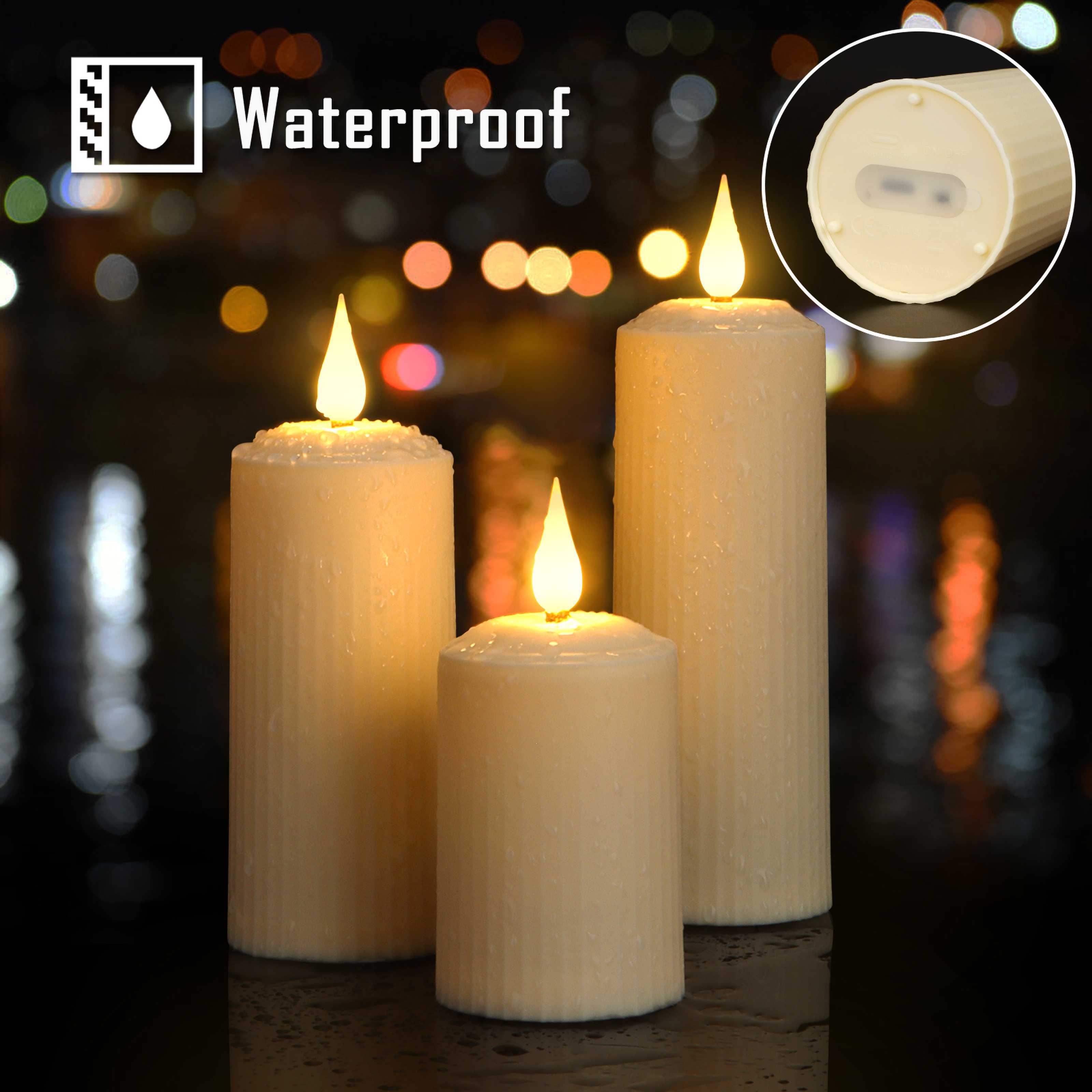 2024 New Arrival Remote Control LED Pillar Candle Set Rechargeable USB-C Waterproof Flameless LED Candle