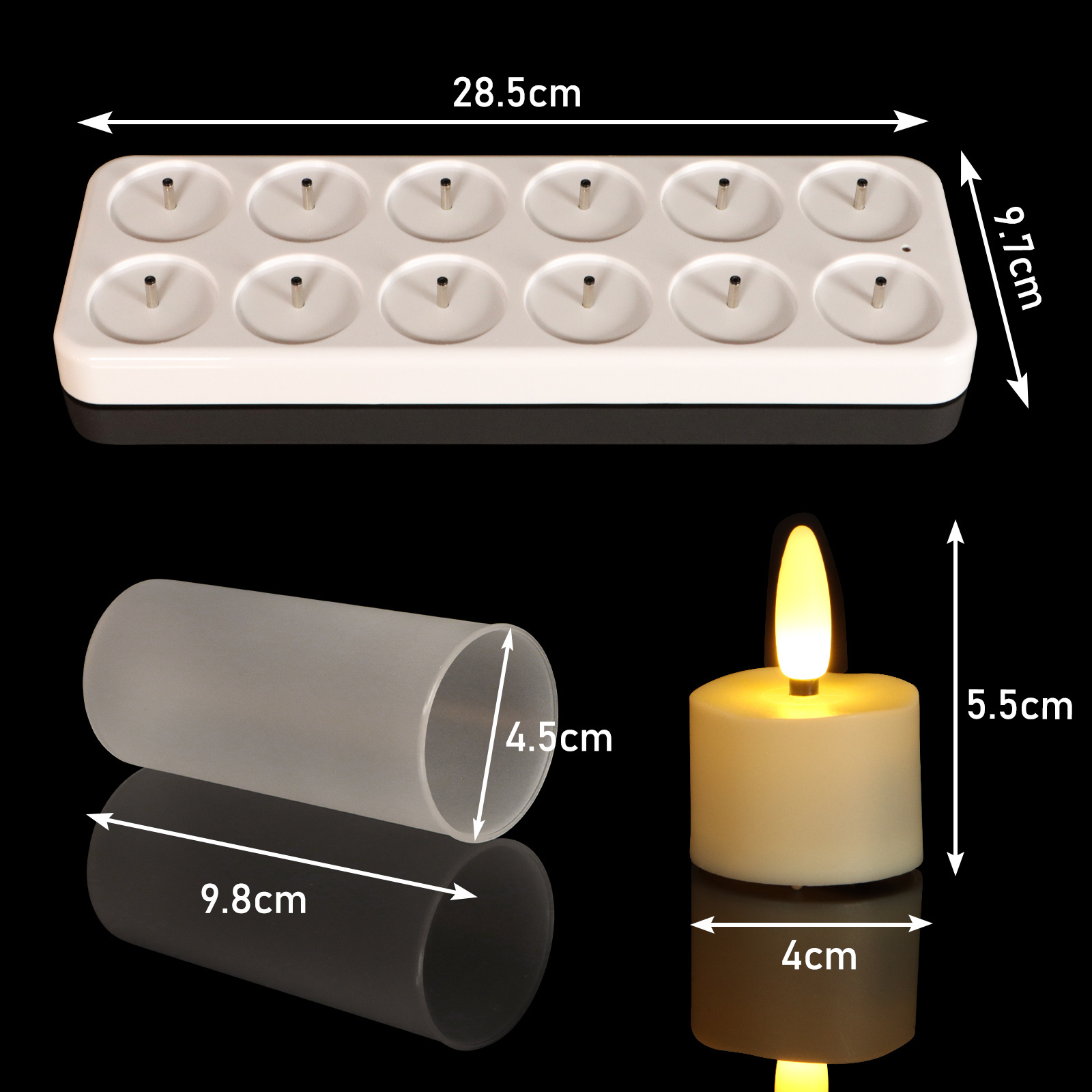 12PCS Remote Control Tealight Candles With Charging Base Flickering Flame Rechargeable LED Candle Light