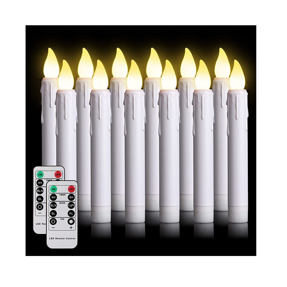 Hot Sale White LED Taper Candle For Home Decor Flickering Flame Electric Candles 17cm in Height