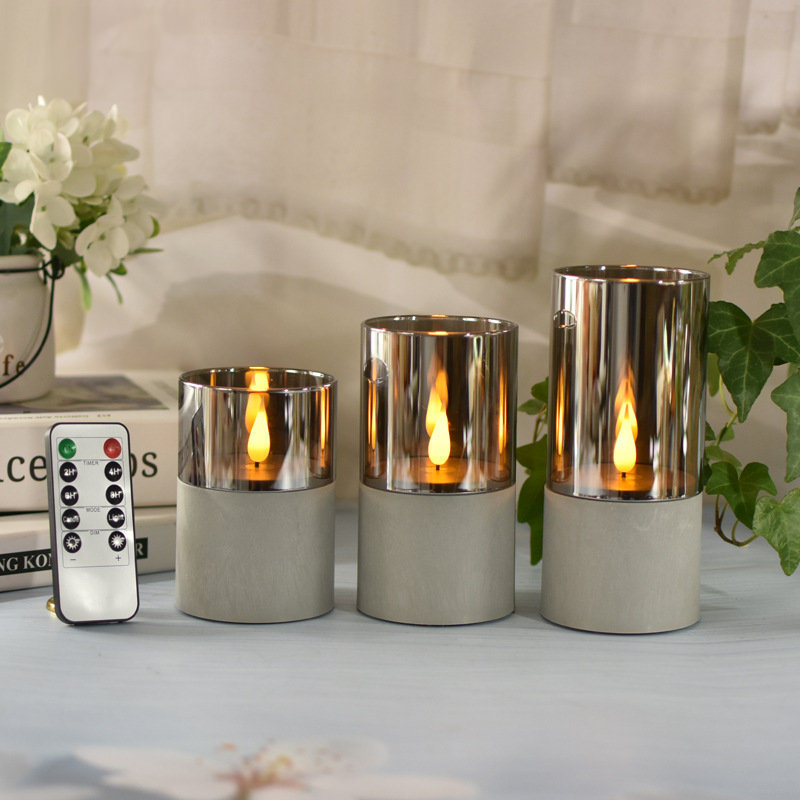 3 pcs/set Flameless LED Candles for Wedding Decor Pillar Style Battery Operated with Dimmable Light and Remote Control