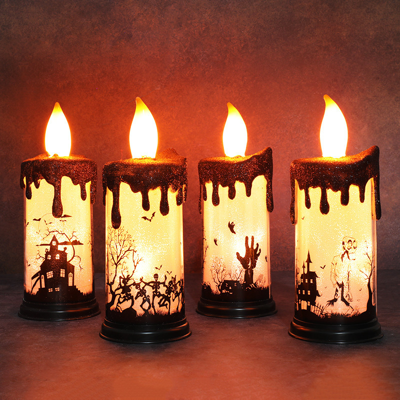 Halloween LED candle light for party decor, battery operated scary Candles with flickering lights for Halloween decor (9*23cm)