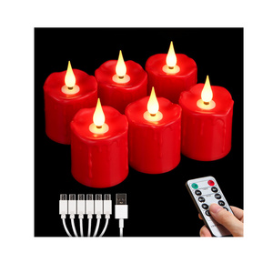 6pcs Low Price Battery Operated Tea Candle Set Flameless Remote Electric LED Lights Rechargeable Red LED Candle Home Decor