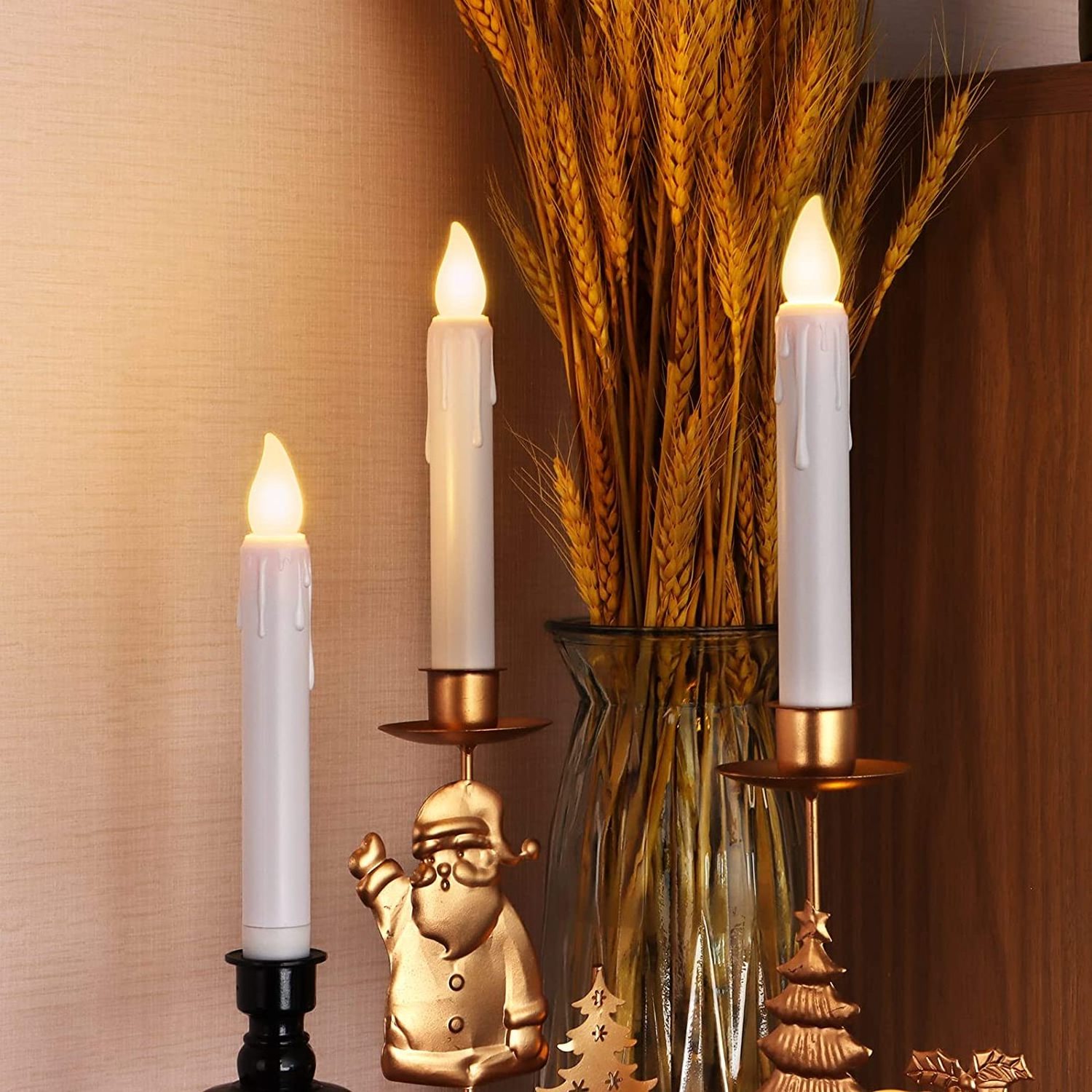 Hot Sale White LED Taper Candle For Home Decor Flickering Flame Electric Candles 17cm in Height