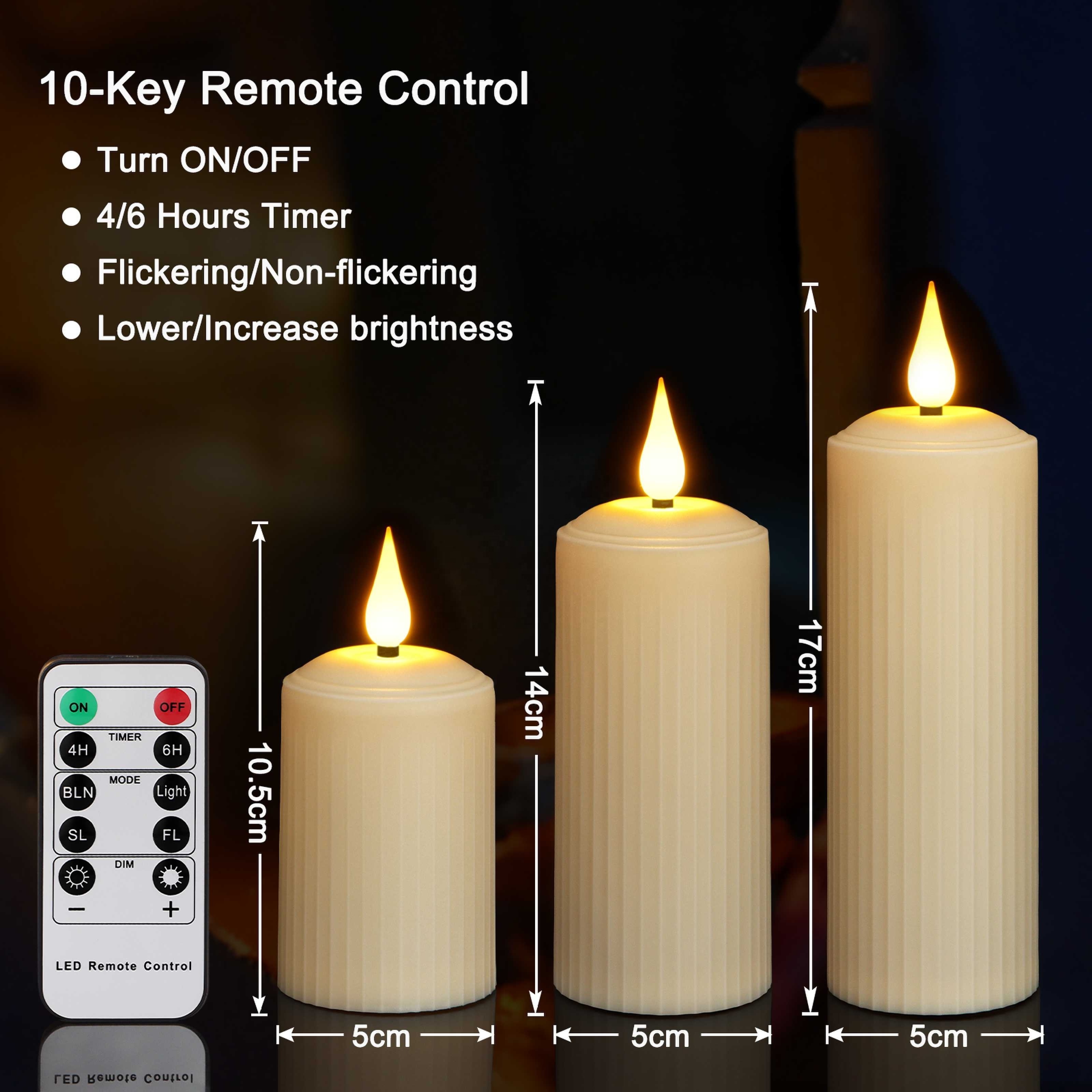 2024 New Arrival Remote Control LED Pillar Candle Set Rechargeable USB-C Waterproof Flameless LED Candle