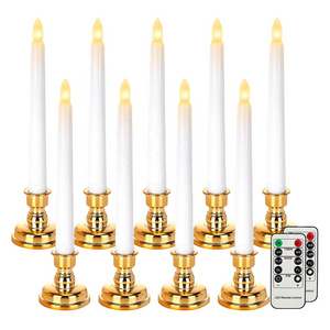 7.9" Flameless Led Taper Candles Battery Operated Flickering Taper Candles With Remote And Timers