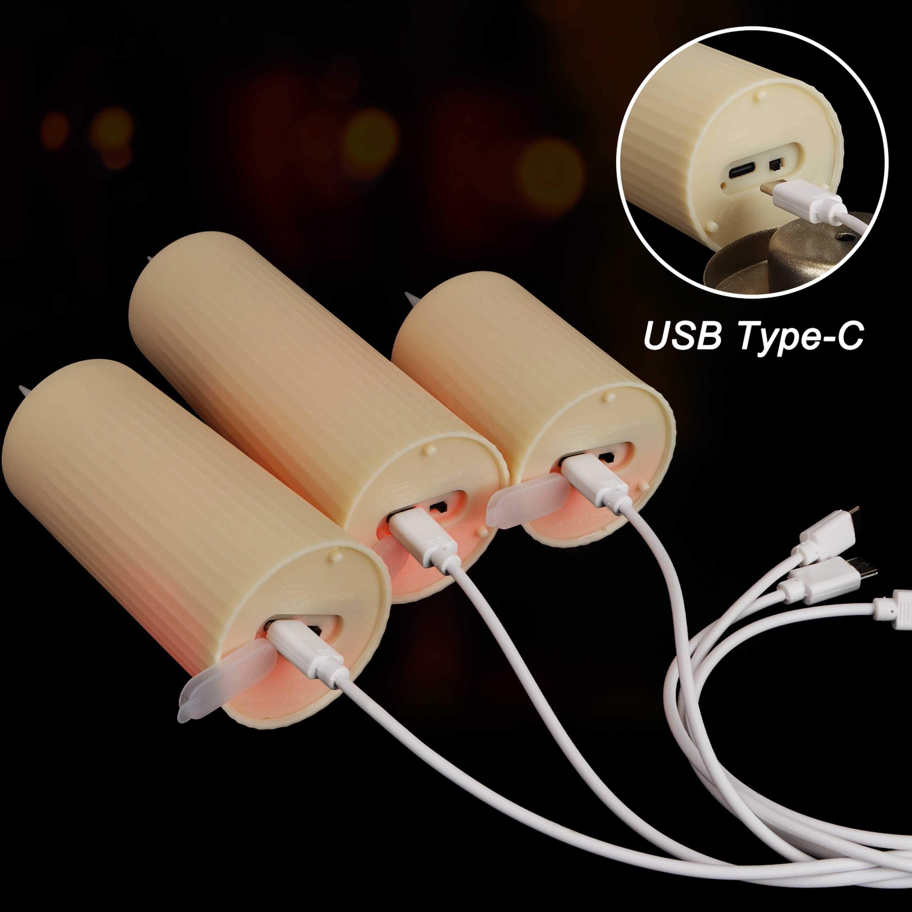 2024 New Arrival Remote Control LED Pillar Candle Set Rechargeable USB-C Waterproof Flameless LED Candle