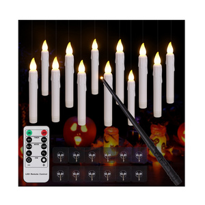 2024 Hot Sell Flameless LED Tapered Candle Plastic Floating Candle with Remote Wand for Home Decoration Easter Halloween