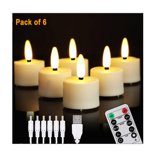 Hot Selling 3D Wick Flameless Tea Lights Rechargeable Electric Votive Candles With Remote Control Parties Mother's Day