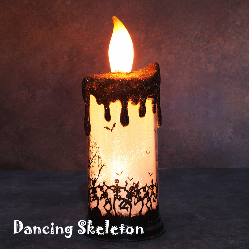 Halloween LED candle light for party decor, battery operated scary Candles with flickering lights for Halloween decor (9*23cm)