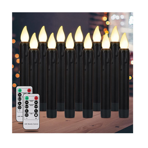 6.6'' White Black LED Taper Candle for  Party Church halloween Decoration Battery Operated Flameless Candle