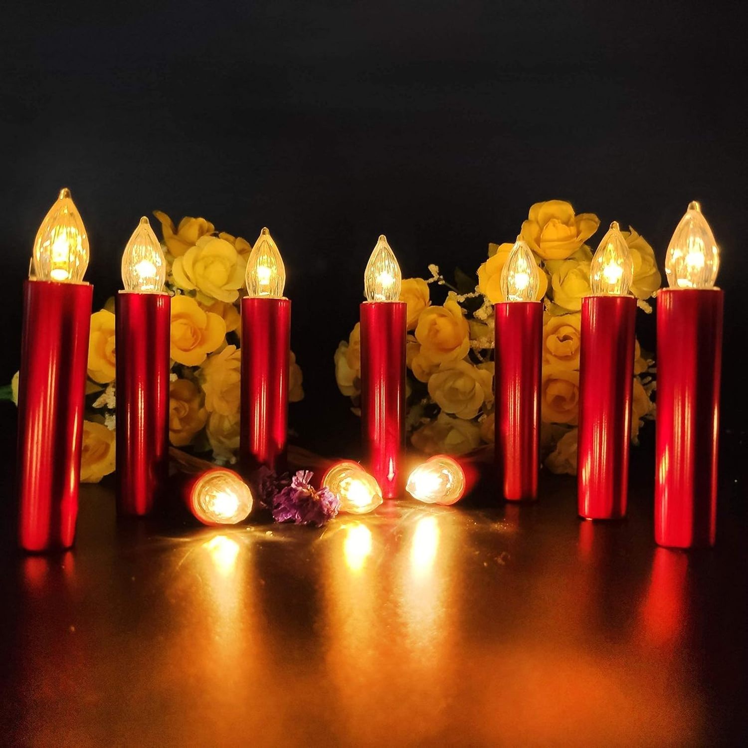 Nordic Style Red Candles for Christmas Tree Flameless with Timer Function Mini Size Perfect for Indoor and Outdoor Use