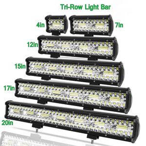 Auto 3 Triple Row Offroad Barra Led, Stainless Bracket 12" 15" 20" 50Inch 52Inch Truck Curved Car 4X4 Led Light Bar