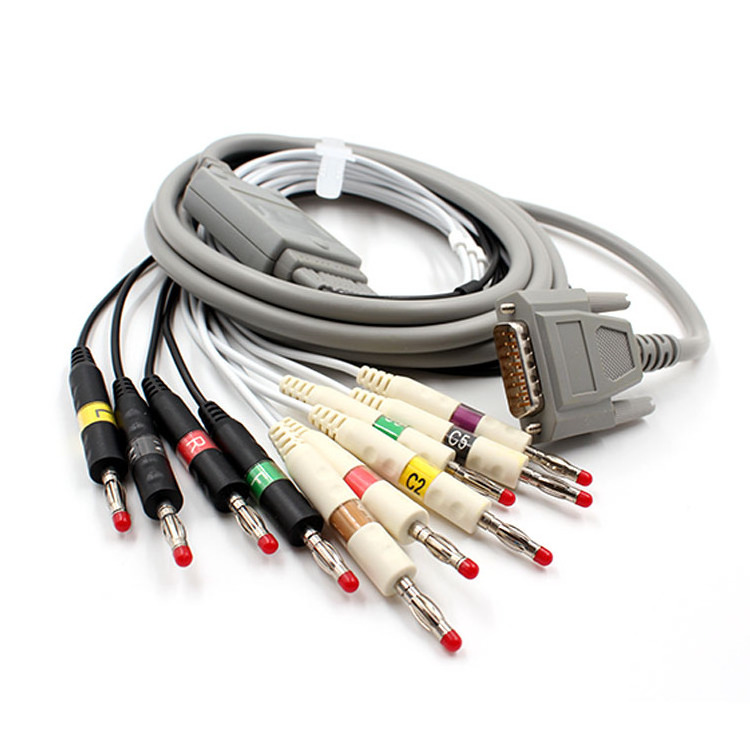 10 lead ECG cable / ekg cable and leadwires compatible for Nihon Kohden ECG 101 and ECG 9620