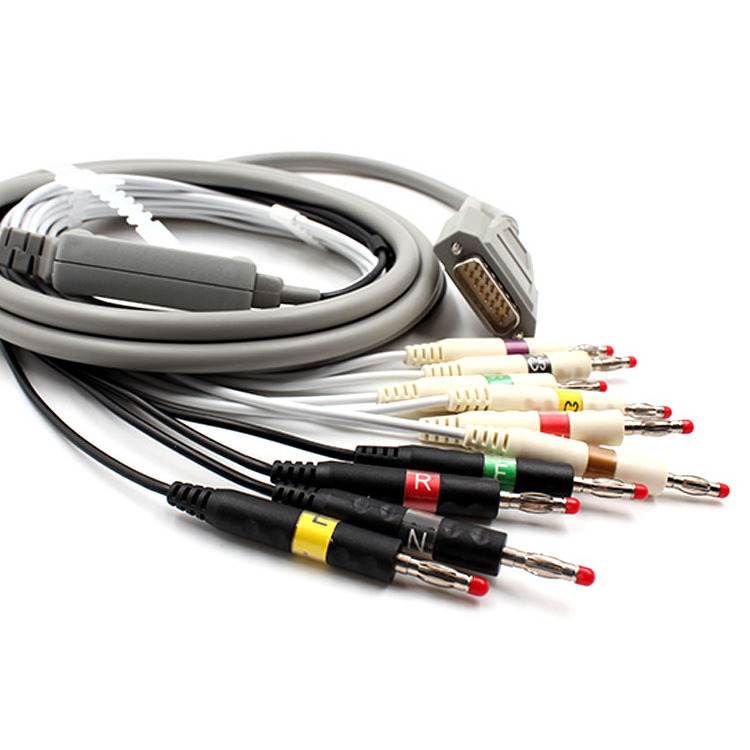 10 lead ECG cable / ekg cable and leadwires compatible for Nihon Kohden ECG 101 and ECG 9620