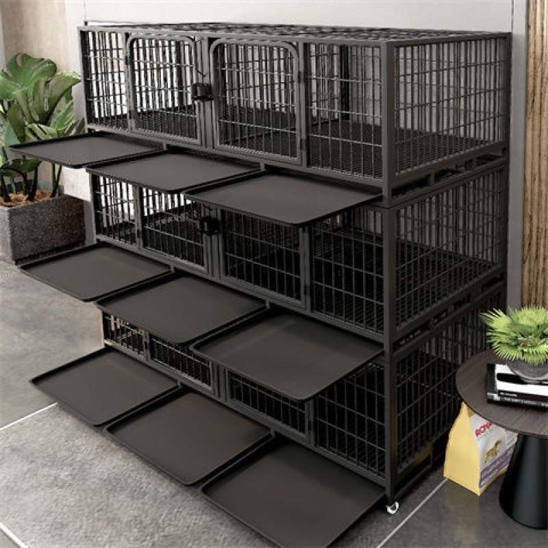 Hot sales customized 3 tiers heavy duty metal large dog kennel cage strong cage for dogs