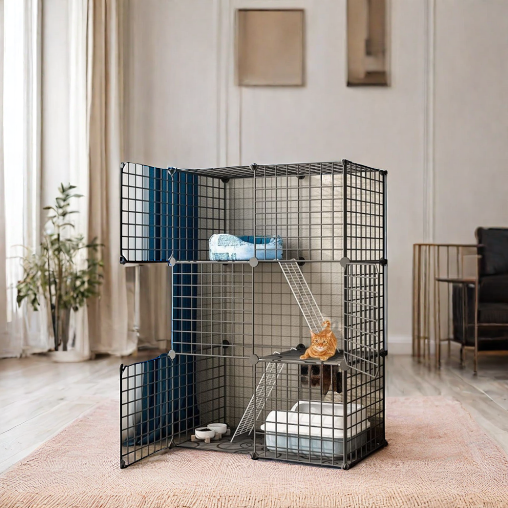 Wholesale Large Two-Door Folding Metal Wire Dog Crate Iron Pet Carrier with Button Closure Collapsible Animal Cage