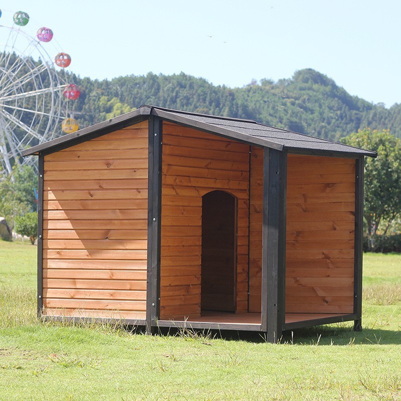 Outdoor solid wood dog house rain proof large and medium-sized small dog kennel courtyard villa sun protection