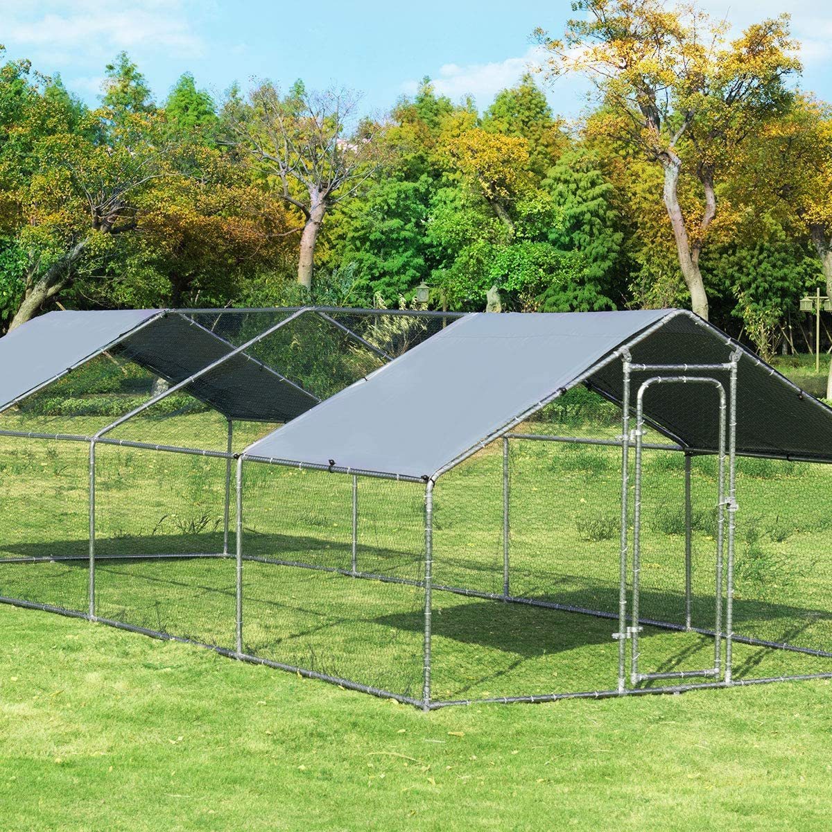 Outdoor Cage Galvanised Steel Poultry Cage Walk-in Chicken Coop Shaded Cage Hen Run House Rabbit pet pen