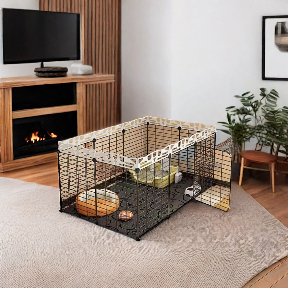 Metal Wire Cat Kitten Ferret Chinchilla Cage Iron Playpen Crate Enclosure Small Animals Button Closure Cat Home