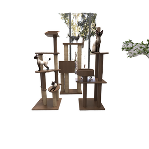 Large Sustainable Wood Cat Tree Toy with Jumping Platform and Scratching Post for Villa Cats & Cats