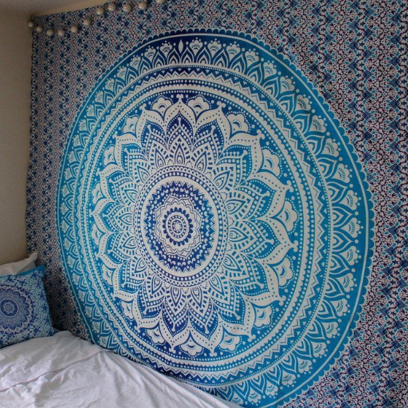 Customized large-sized Indian Bohemian Mandala Bohemian Hippie Thickened Short Plush Digital Printing Wall Hanging Tapestry