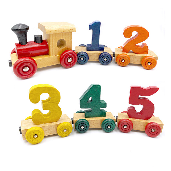 wooden magnetic toy train with numbers