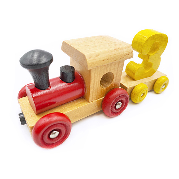 wooden magnetic toy train with numbers