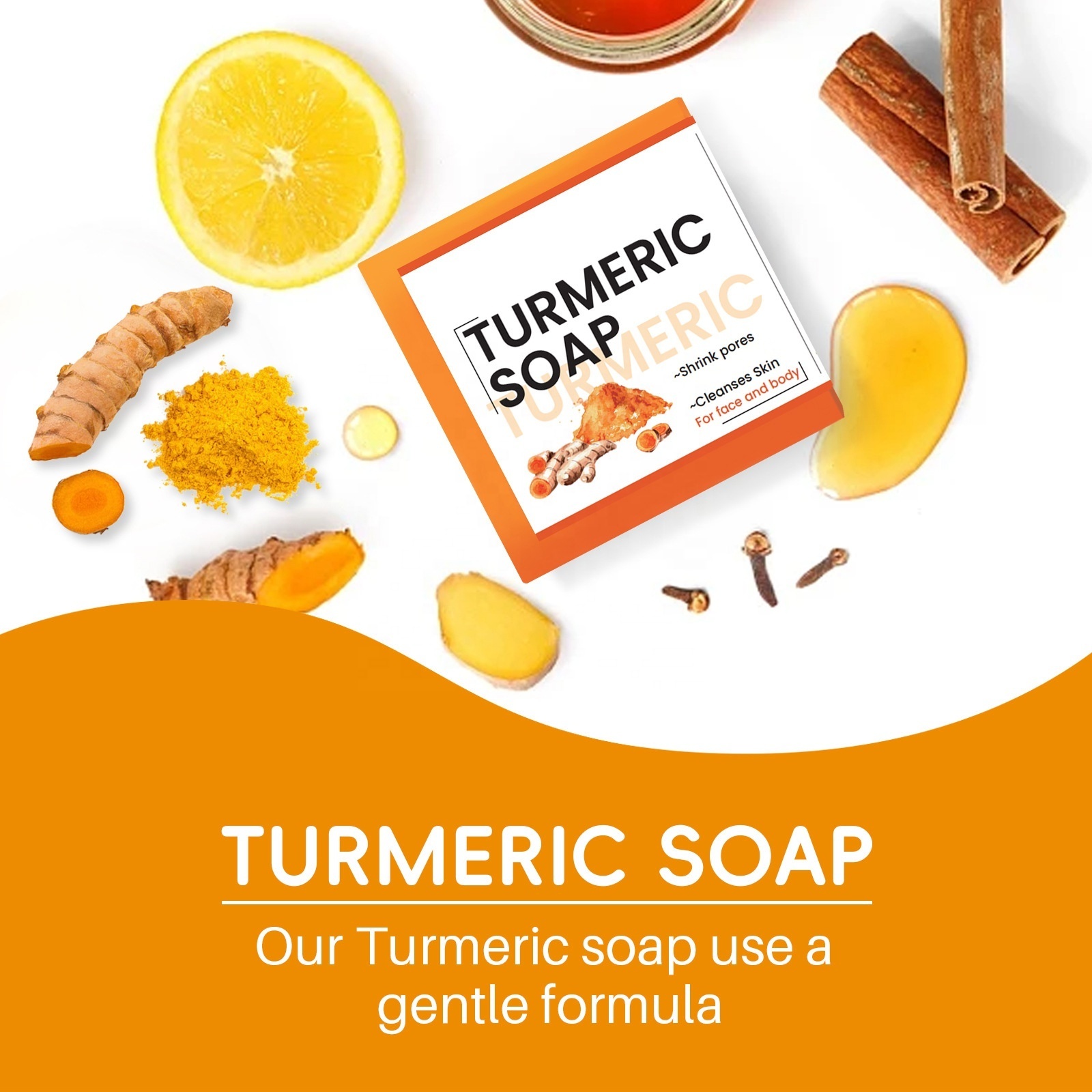 OEM wholesale Moisturizing Anti-aging Cleansing Argan Oil  Kojic Acid Whitening Handmade Turmeric Soap Wholesale Natural