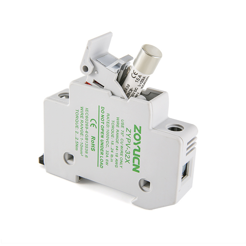 High Breaking Capacity 1000V DC Circuit Protection with DIN Rail Fuse Holder for 10 to 32A Fuses