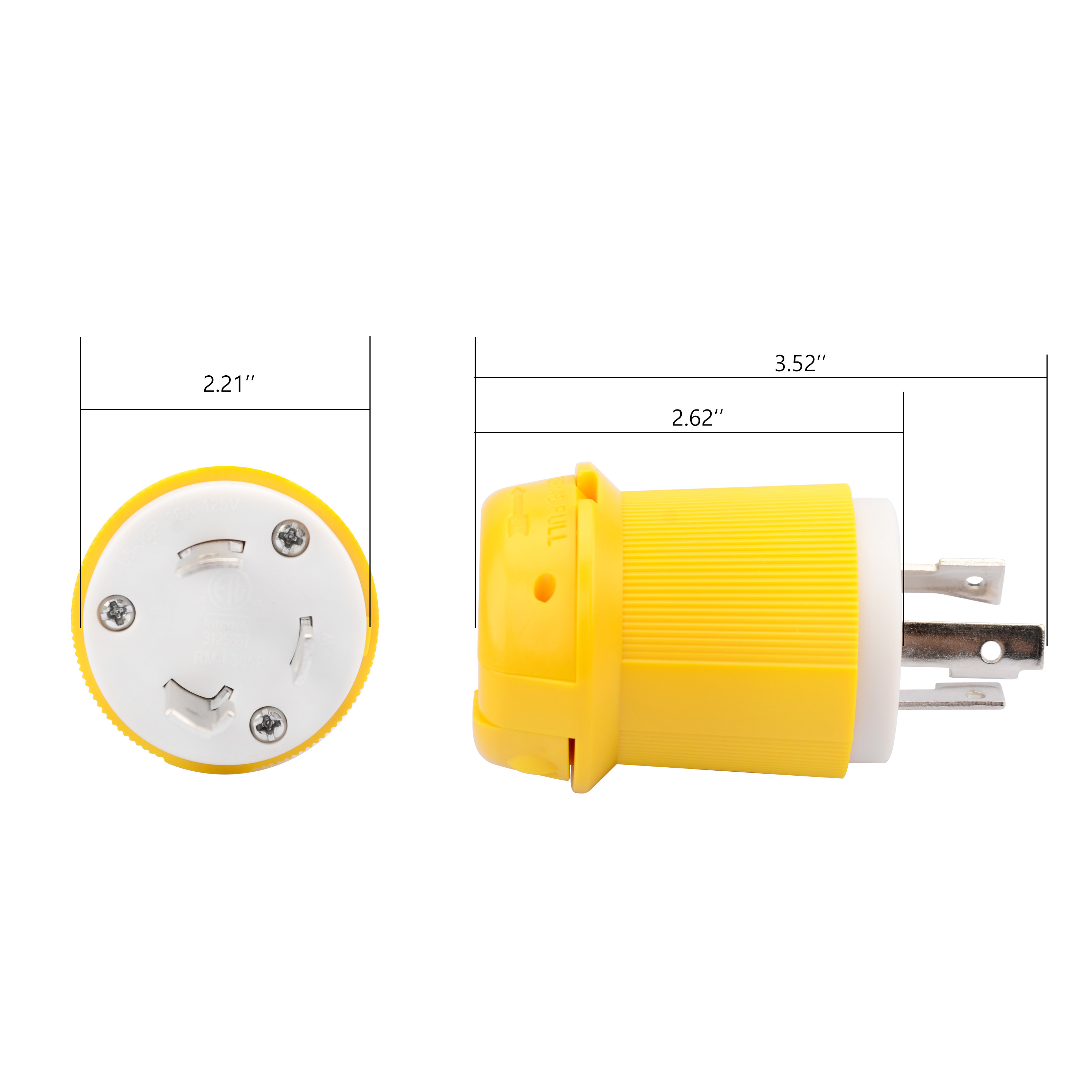 P017  NEMA L5-30P & NEMA L5-30R Locking Plug and Connector Set, Generator Twist Lock Plug Socket, 30 Amp 125V 2 Pole 3 Wire