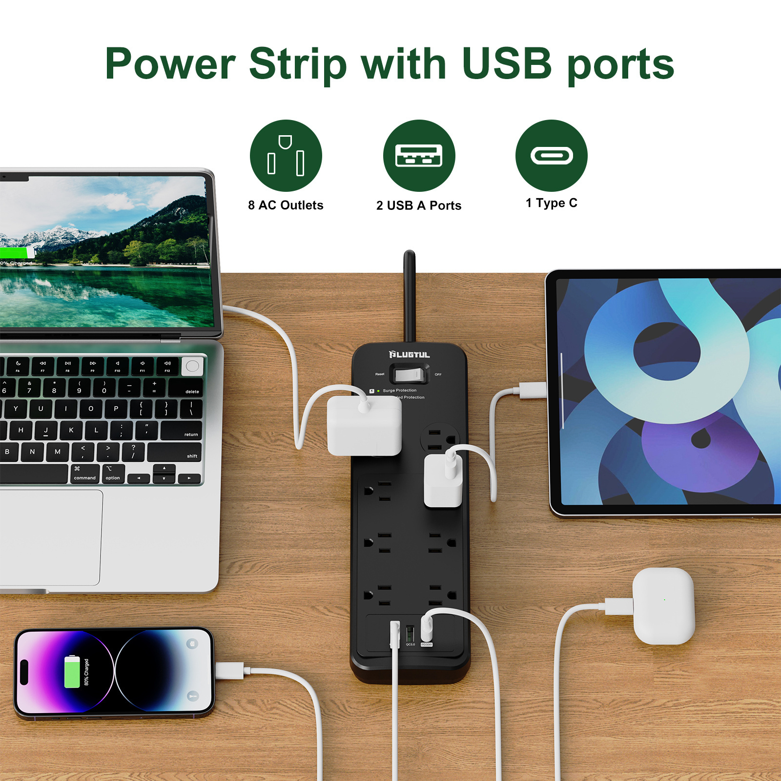 US Electrical Accessories Electric Plug Switch Smart Adapter Extension Board Socket Surge Protector Power Strip With Usb