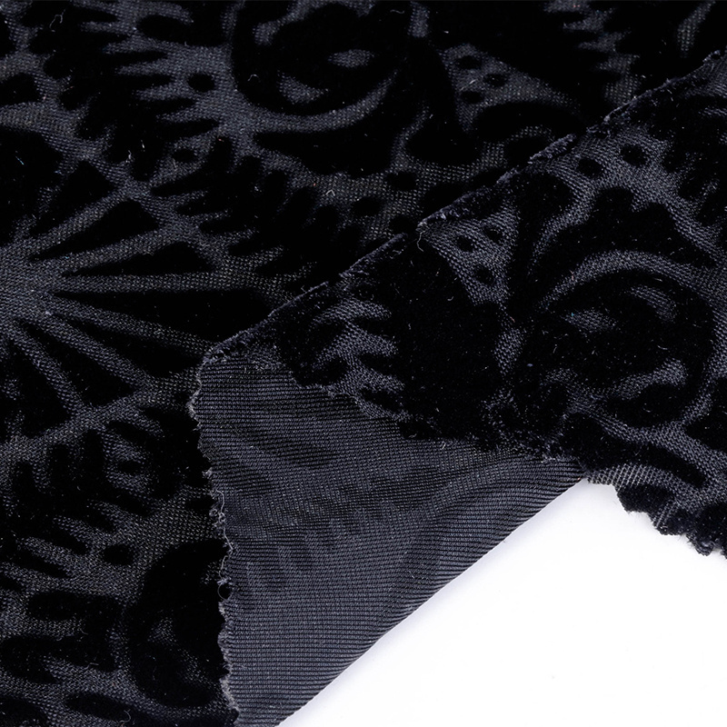 New Fashion Design Custom 4 Way Jersey Burnout Velvet Stretch  Fabric  For Dress Garments