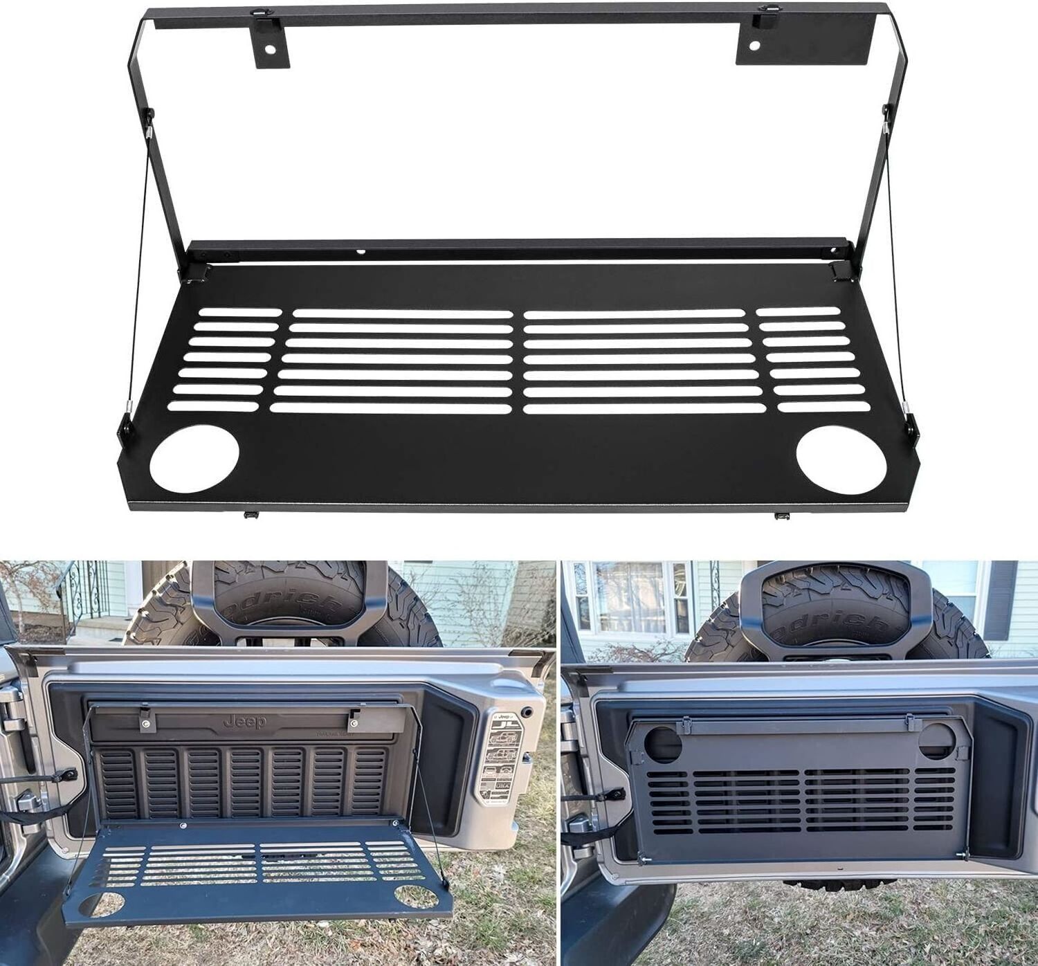 PLUSBEAM Car Accessories High Quality Rear Foldable Back Tailgate Table For Jeep Wrangler JL Aluminum Storage Table Auto Parts