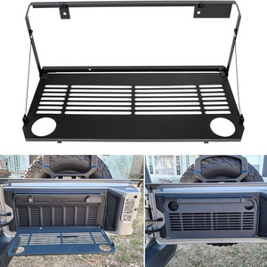 PLUSBEAM Car Accessories High Quality Rear Foldable Back Tailgate Table For Jeep Wrangler JL Aluminum Storage Table Auto Parts