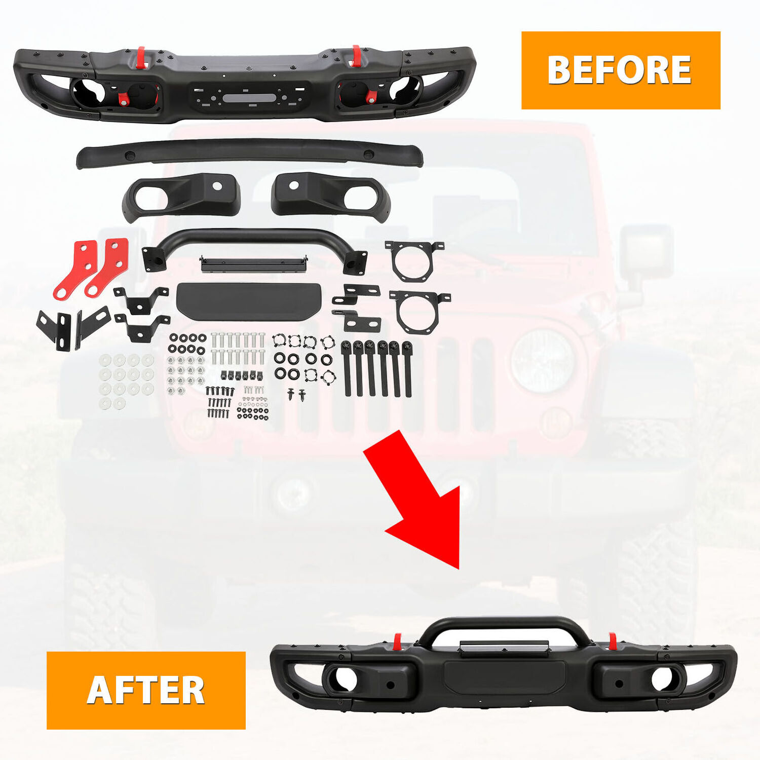 Wholesale 10th Anniversary Front/Rear Car Bumper Skid Plate Side Steps Engine Hood Bumper For Jeep Wrangler JK Auto Accessories