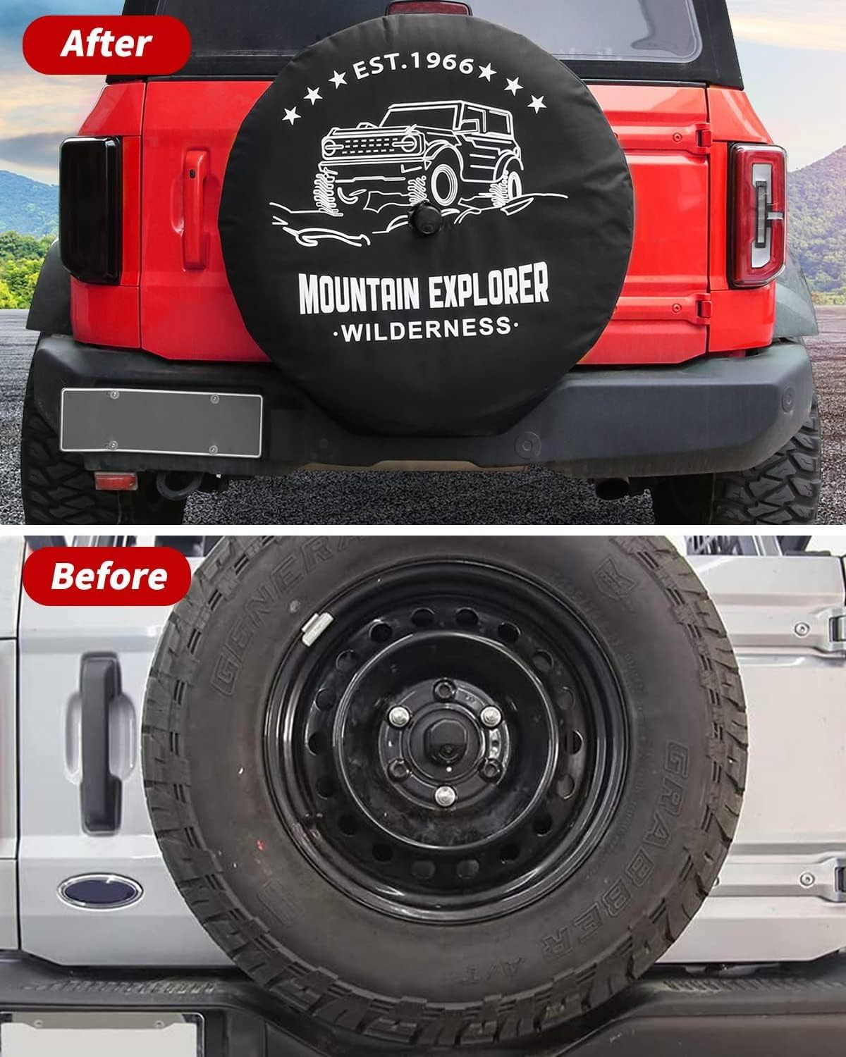 Auto Wheel Tire Cover with Camera Hole Off-Road Painted Design Car Spare Tire Cover For Ford Bronco 2021-2023