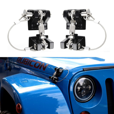 PLUSBEAM Car Accessories Stainless Steel Hood Lock Catch Latches Kit for Jeep Wrangler JK JL 2007-2018