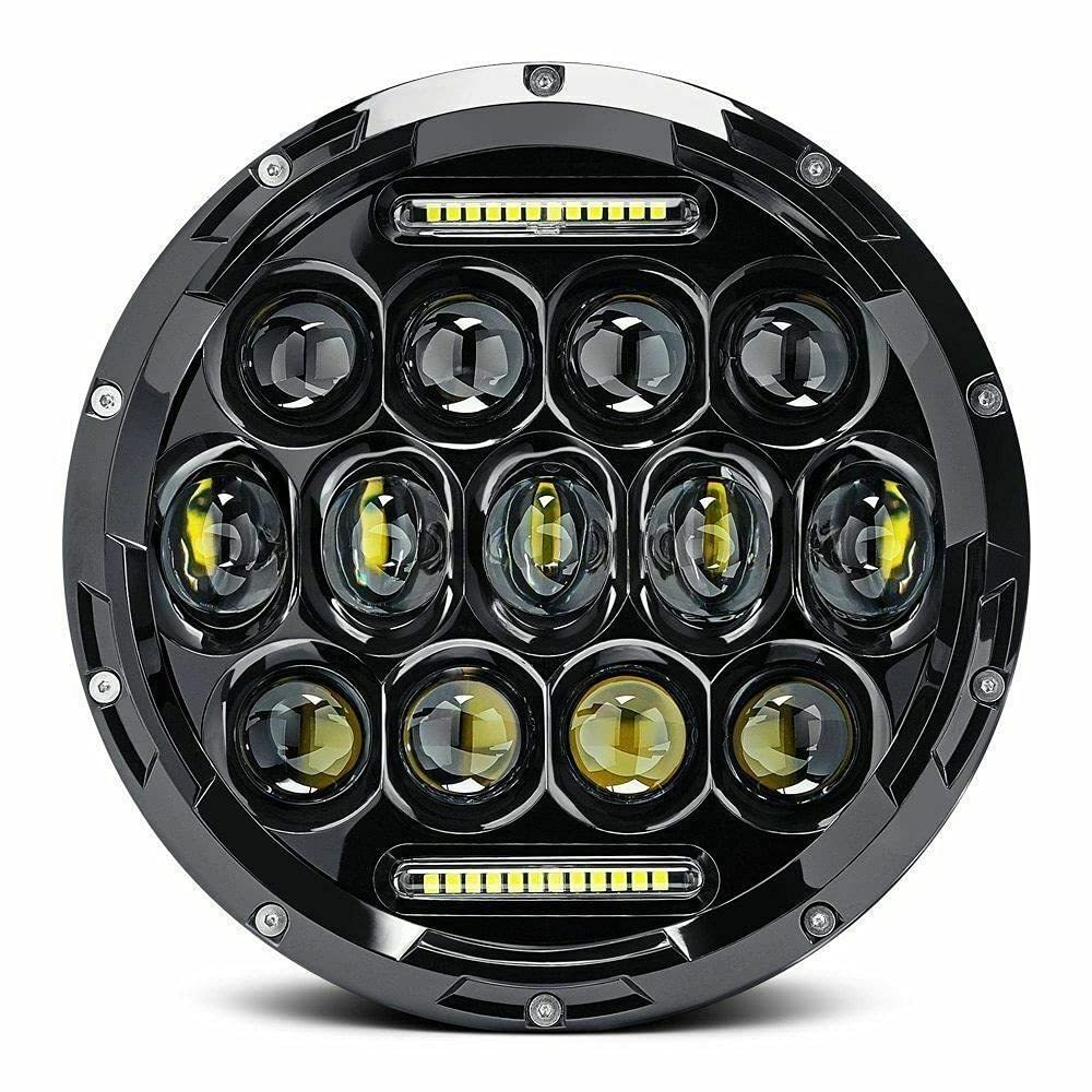 High Quality 7 Inch Round LED Headlight 75W Angle Eye High Low Beam With DRL 12V 24V Led Headlight for Jeep Wrangler Harley