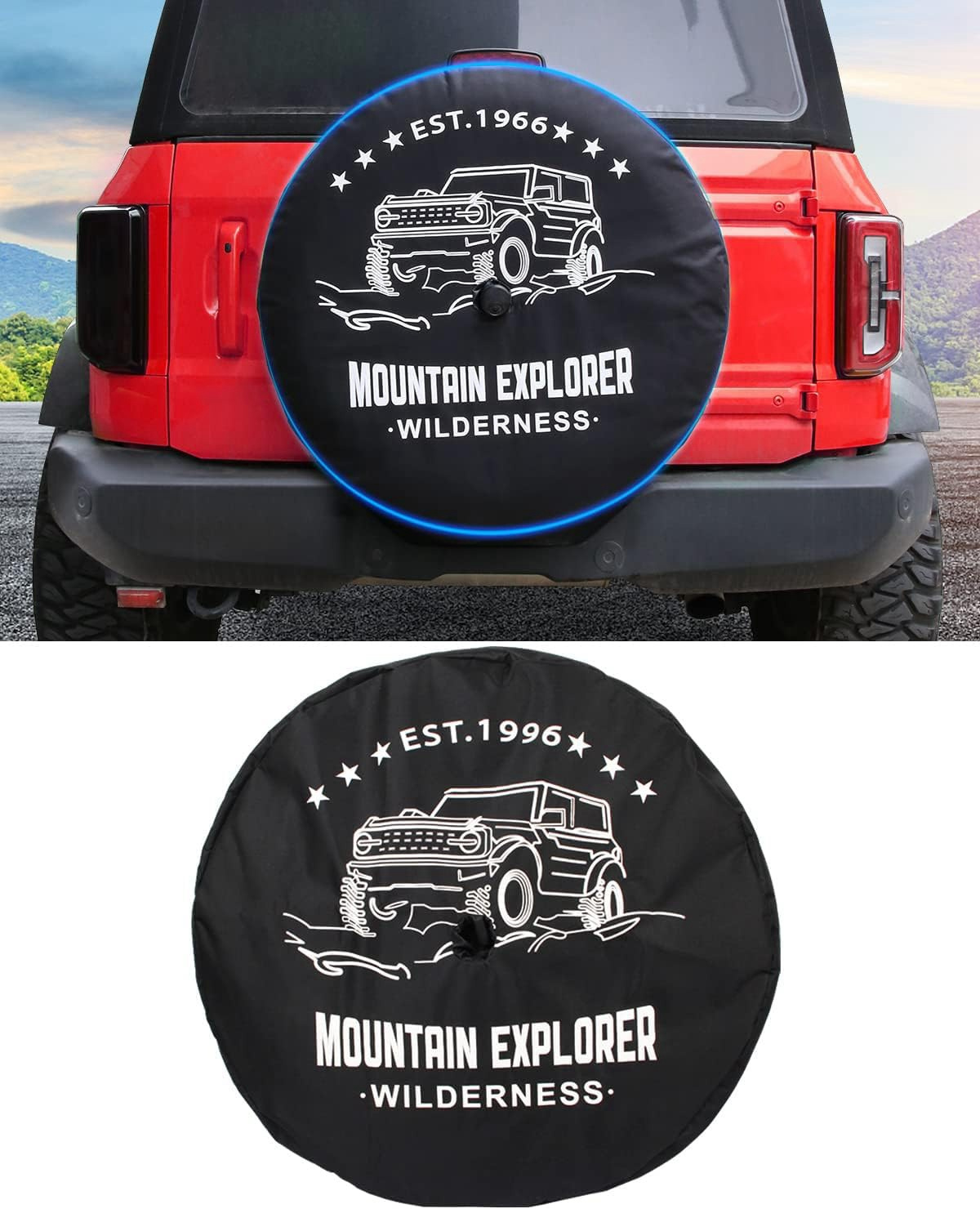 Auto Wheel Tire Cover with Camera Hole Off-Road Painted Design Car Spare Tire Cover For Ford Bronco 2021-2023