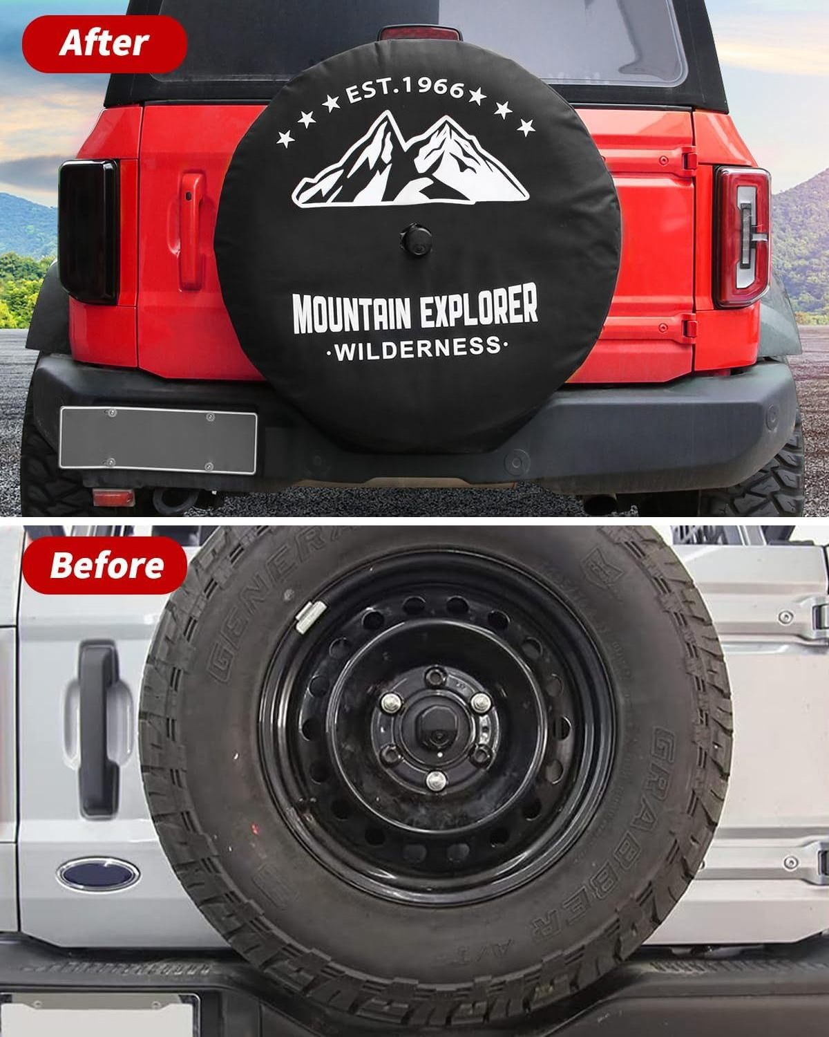 Mountain Painting Car Spare Tire Cover Wheel Dsut Proof Storage Bag Accessories For 2021-2023 Ford Bronco