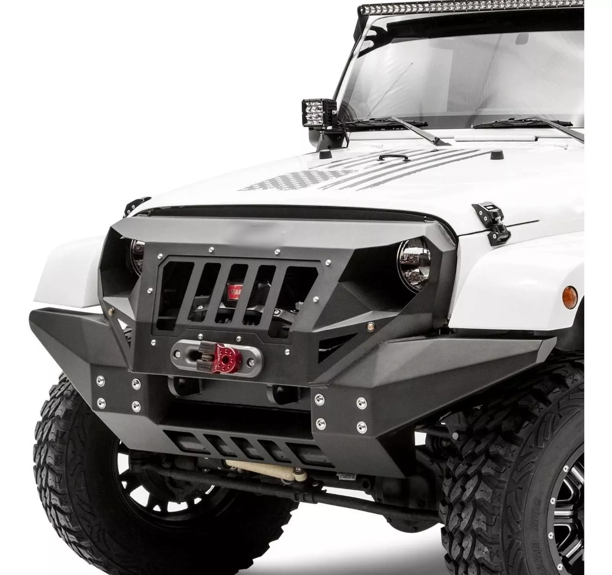 PLUSBEAM A rmor No. 3 Iron Front Bumper With Screw Sets Car Front Protective Guard For Jeep Wrangler Auto Decoration