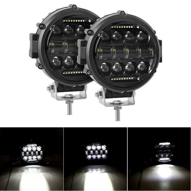 High Quality 7 Inch Round LED Headlight 75W Angle Eye High Low Beam With DRL 12V 24V Led Headlight for Jeep Wrangler Harley