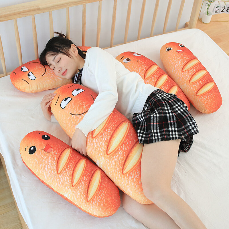 Custom Shaped Pillow 20/60/80CM Long Soft Stuffed Kawaii Emotional Toast Bread Shape Plush Toy Cushion Baguette Plushies