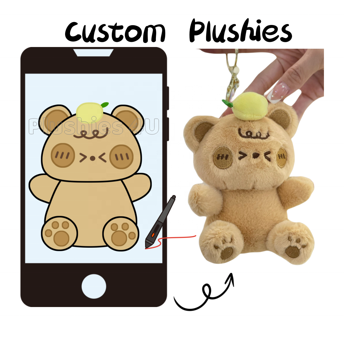 Factory Custom Make 10cm kawaii baby bear plushies cute doll Idol Kpop Animal toy Plush Rings Custom Plush Keychain