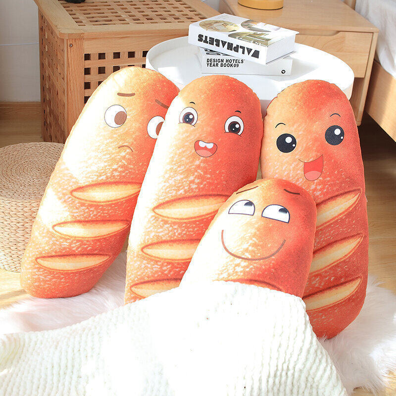 Custom Shaped Pillow 20/60/80CM Long Soft Stuffed Kawaii Emotional Toast Bread Shape Plush Toy Cushion Baguette Plushies