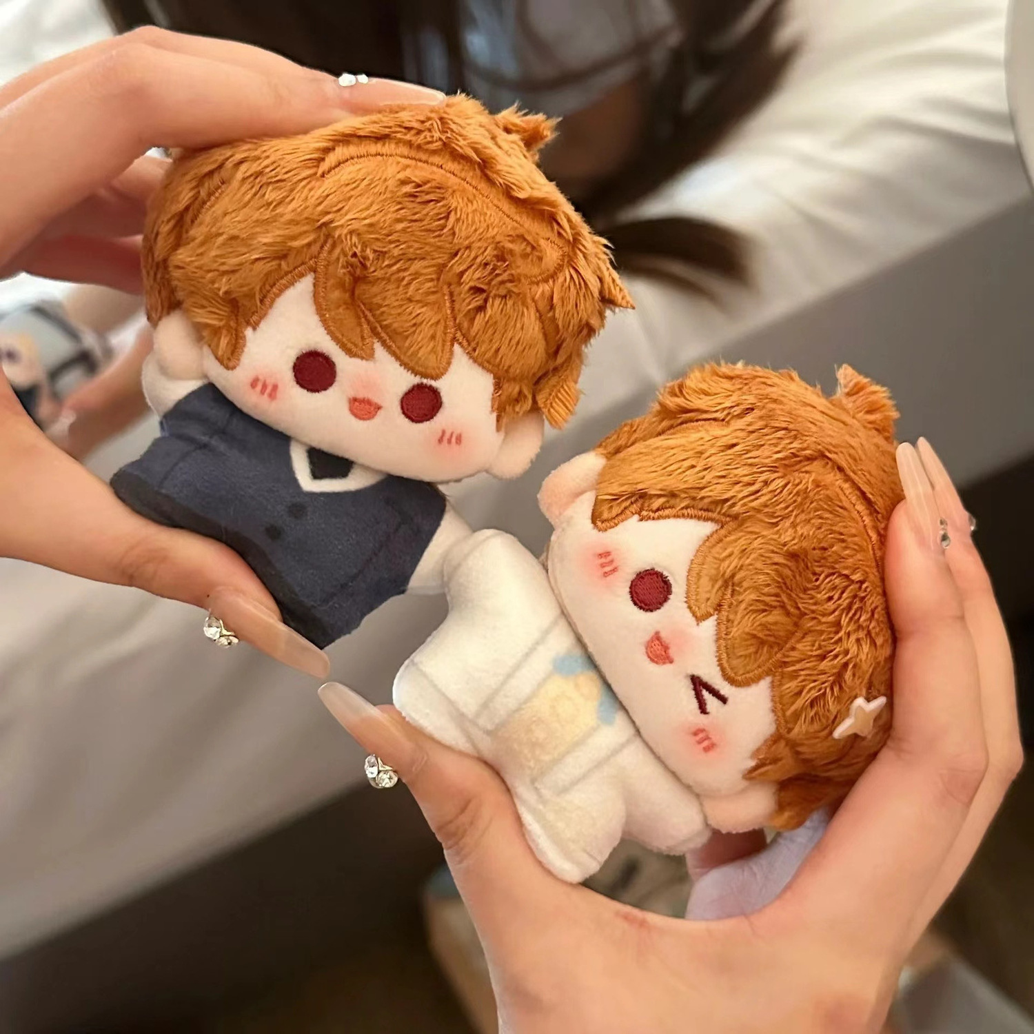 Factory Custom Make 10cm kawaii baby bear plushies cute doll Idol Kpop Animal toy Plush Rings Custom Plush Keychain