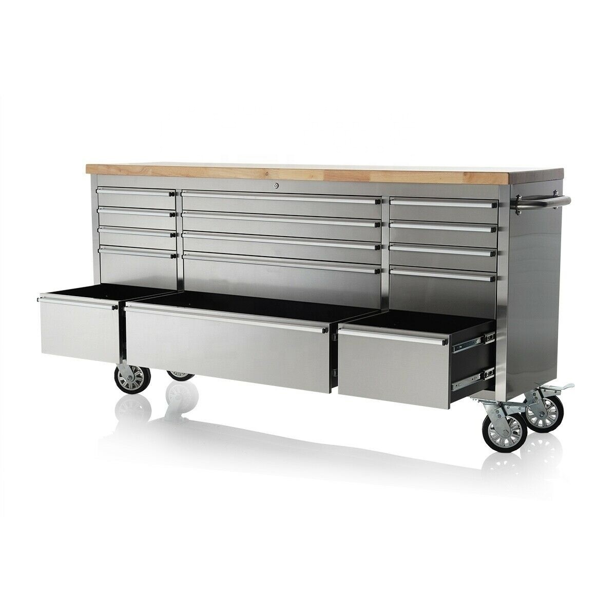 Stainless Steel 72 inch 15 Drawer Tool Trolley with Cabinet