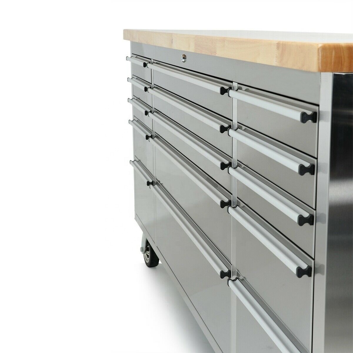 Stainless Steel 72 inch 15 Drawer Tool Trolley with Cabinet