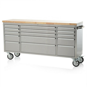 Stainless Steel 72 inch 15 Drawer Tool Trolley with Cabinet